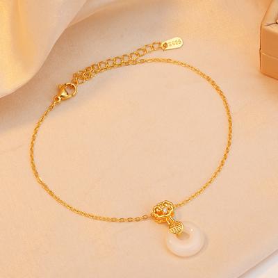 White Safety Buckle Anklet Girl Premium Accessories New Chinese Retro Niche Design Foot Chain Foot Bare Chain