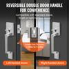Front Door Handle, Square Entry Handle Set with Lever, No Lock, Adjustable Hole Space, Zinc Alloy Die-Casting, Reversible for Right and Left Handed