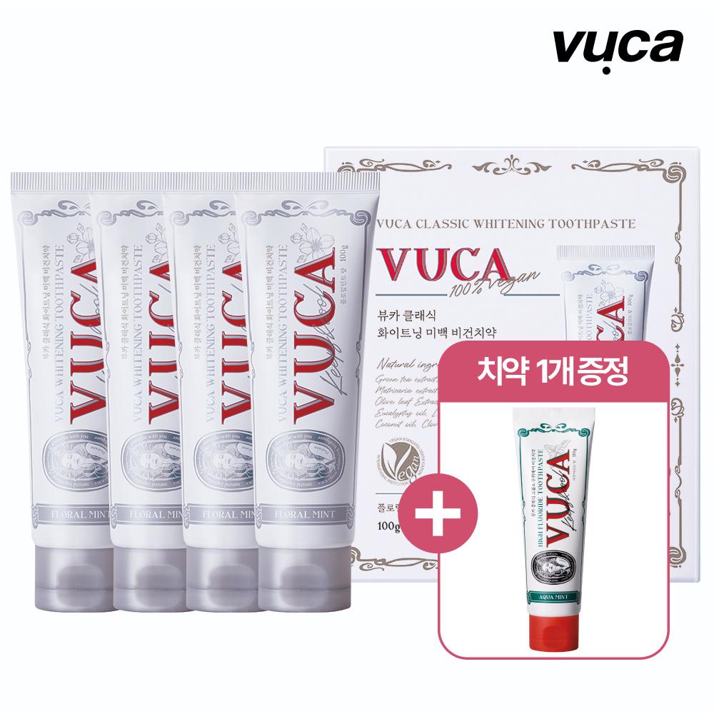 VUCA Classic Whitening Vegan Toothpaste Floral Mint 100g X 4 + Vegan Aqua Mint 110g X 1