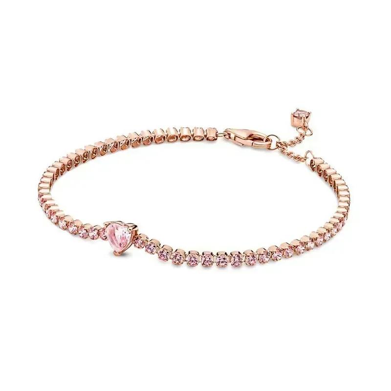 Bracelet en Argent Sterling 925 Zirconium Bleu en Forme de Cœur: Un cadeau luxueux pour les femmes en ce jour spécial