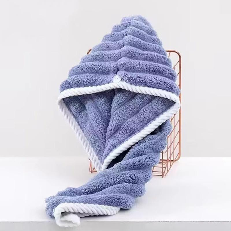 Coral Fleece Hair Drying Cap, Adult Bath Shower Cap, Wavy Quick-Dry Turban Towel, Super Absorbent Hair Drying Cap