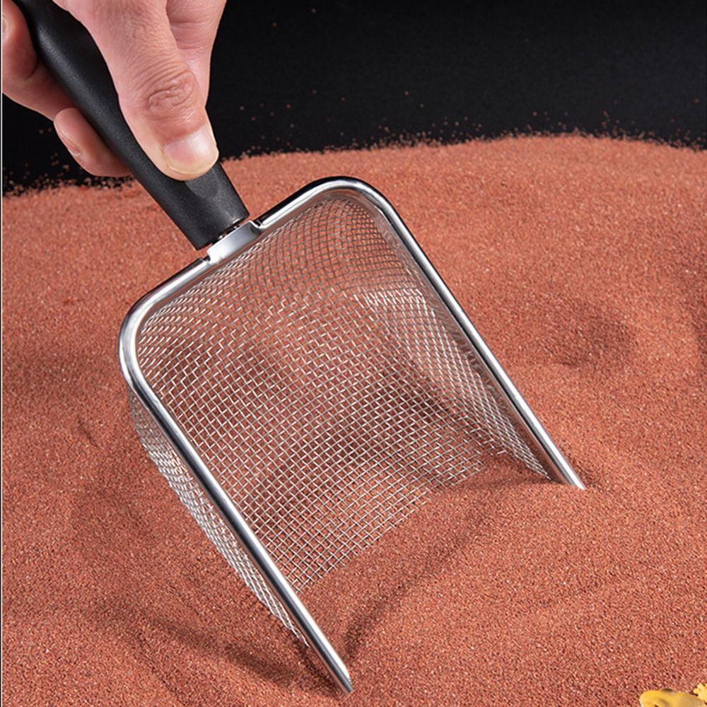 Stainless Steel Reptile Sand Shovel Comfortable Grip Substrate Cleaner Scoop Bearded Dragon Cage