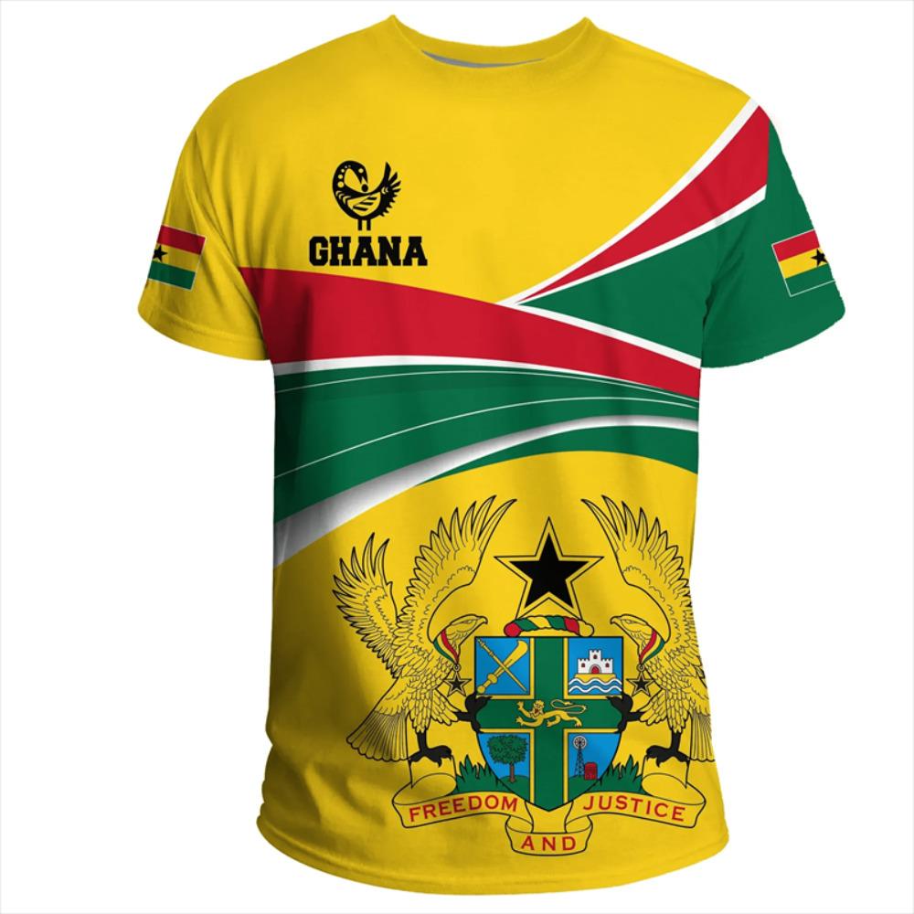 Summer New Tigre African Country Flag Men's Print T-Shirt Ghana National Emblem Pattern Casual Oversized Tshirts Male Clothing