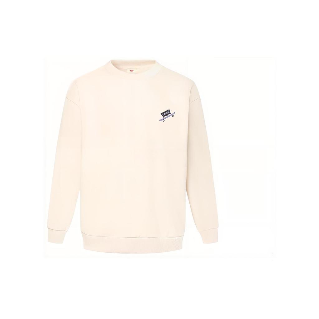 Levis Graphic Letter Logo Print Crew Neck Pullover Long Sleeve Sweatshirt Men sweatshirt Beige A6387-0001