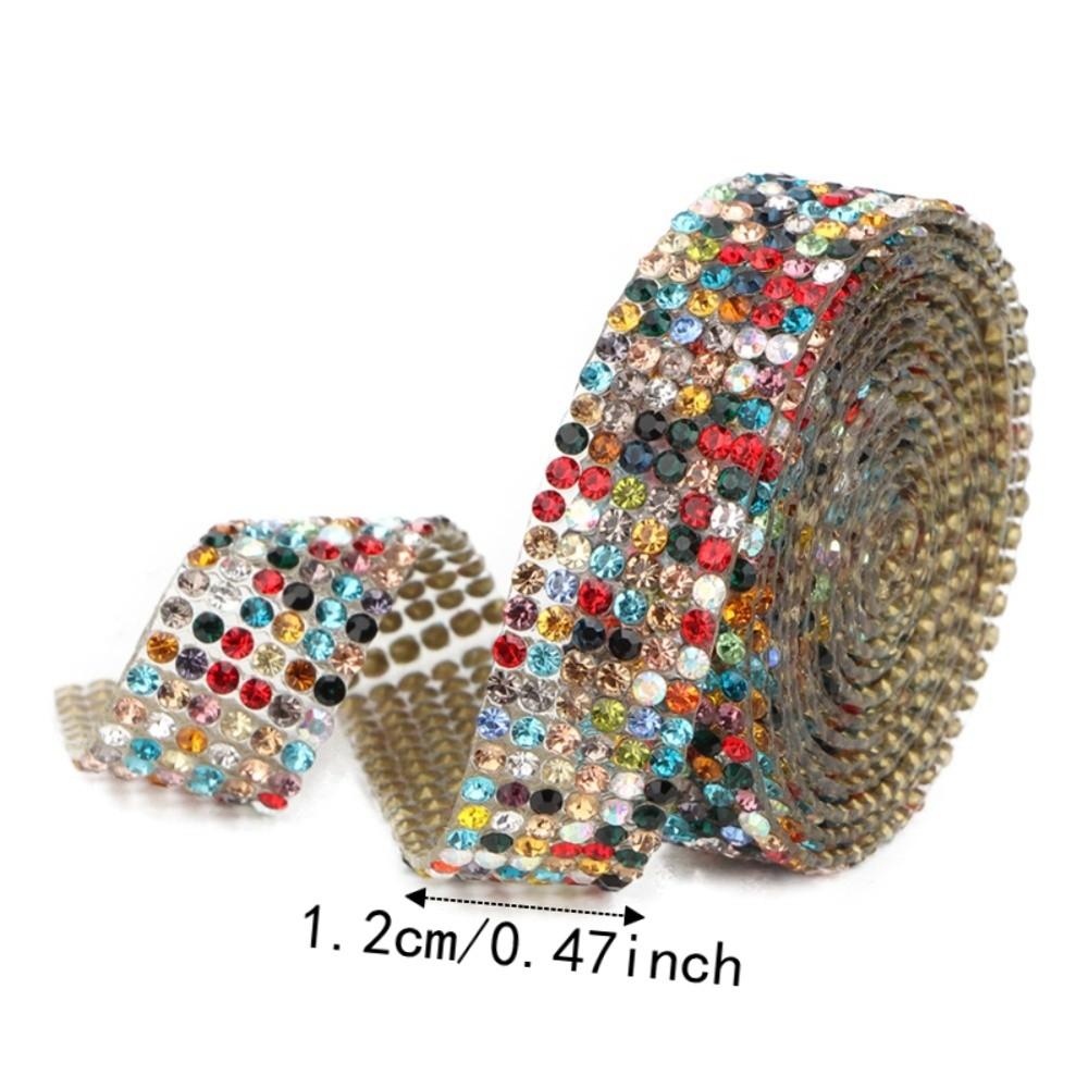 1pcs 1.2cm Width Rhinestone Ribbon Trim Iron On Crystal Glass Mesh Banding For DIY Crafts