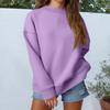 Women's Loose Sports Round Neck Sweatshirt Long Sleeve Casual Top Pullover Sweatshirt