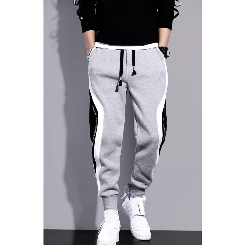 Men's Spring and Autumn Plus Size Solid Colour Loose Thin Section Straight Comfortable Simple Casual Drawstring Pants