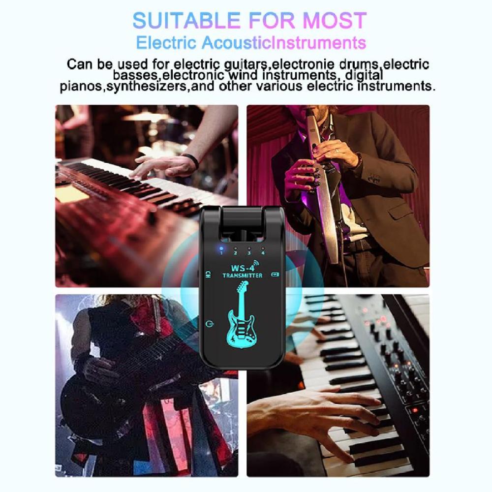 For Guitar Transmitter and Receiver 40M Low Latency Transmission HiFi Audio AUTO Connect Compatible Speaker Amplifier