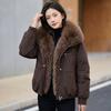 2026 Fashion Long-Fur-collar Winter Short Parkas Women's Cotton-padded Jacket Thicken Warm Coat Female Casual Loose Outerwear