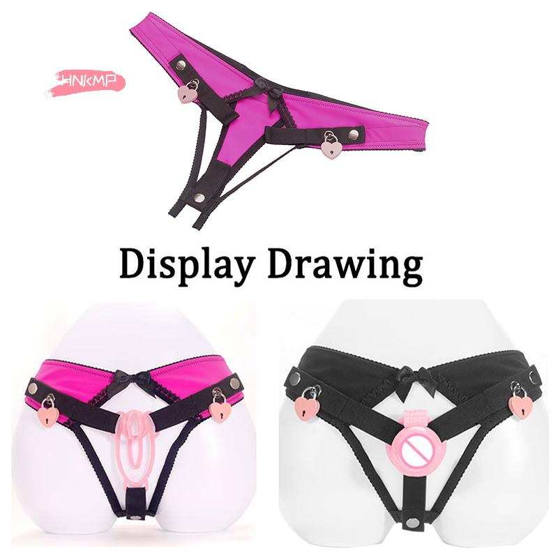 1Pc Anti-Falling Male Chastity Harness with Lockable Thong Panties Sissy Training Penis Ring Belt - Sex Toy for Men