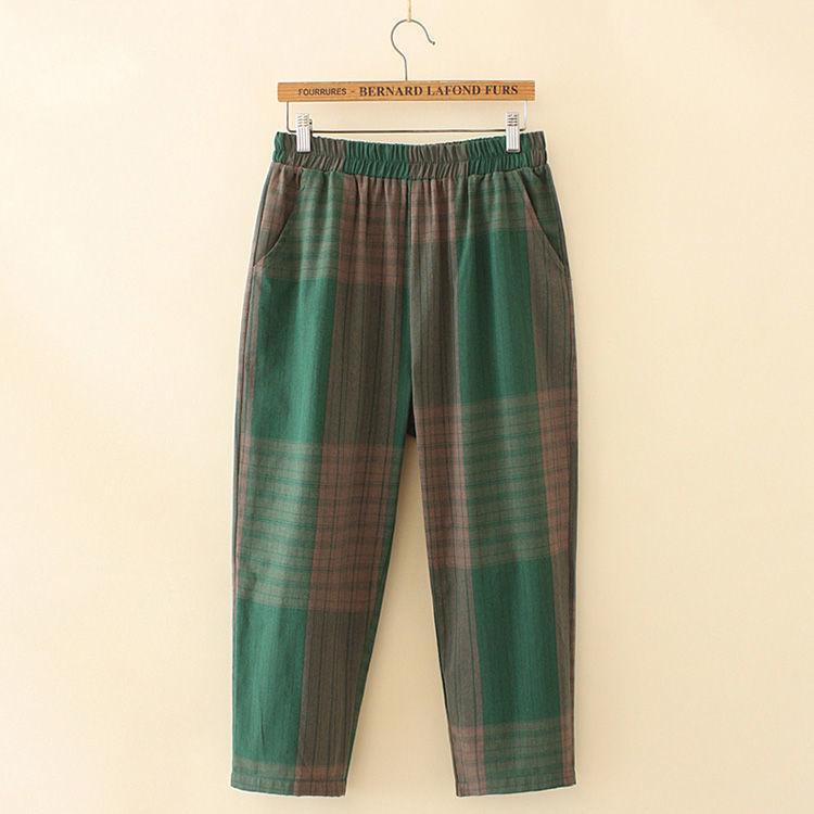 Korejský letní dámský kostkovaný dvoudílný oblek 2025 - Všestranné volné ležérní kalhoty a top