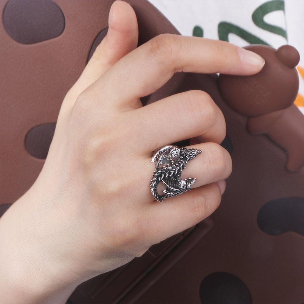 Adjustable Dragon Rings Opening Black Dragon Rings Fashion Pterosaur Wings Ring For Men
