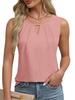 2025 Summer Women's Pleated Solid Color Sleeveless Hollow Out T-shirt Vest