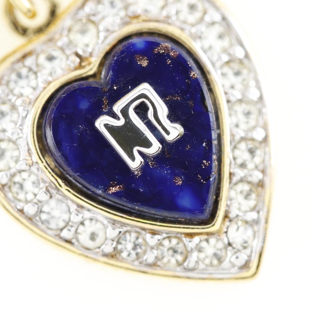 NINA RICCI heart Brooch Plated Gold/Rhinestone heart 10.1g Women Used