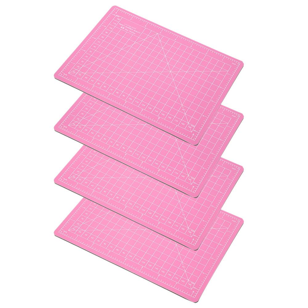 4 szt. Mata do cięcia A5 Różowa PVC Model Podkładka do cięcia Rękodzieło Papier Rzeźbienie Grawerowanie Skala