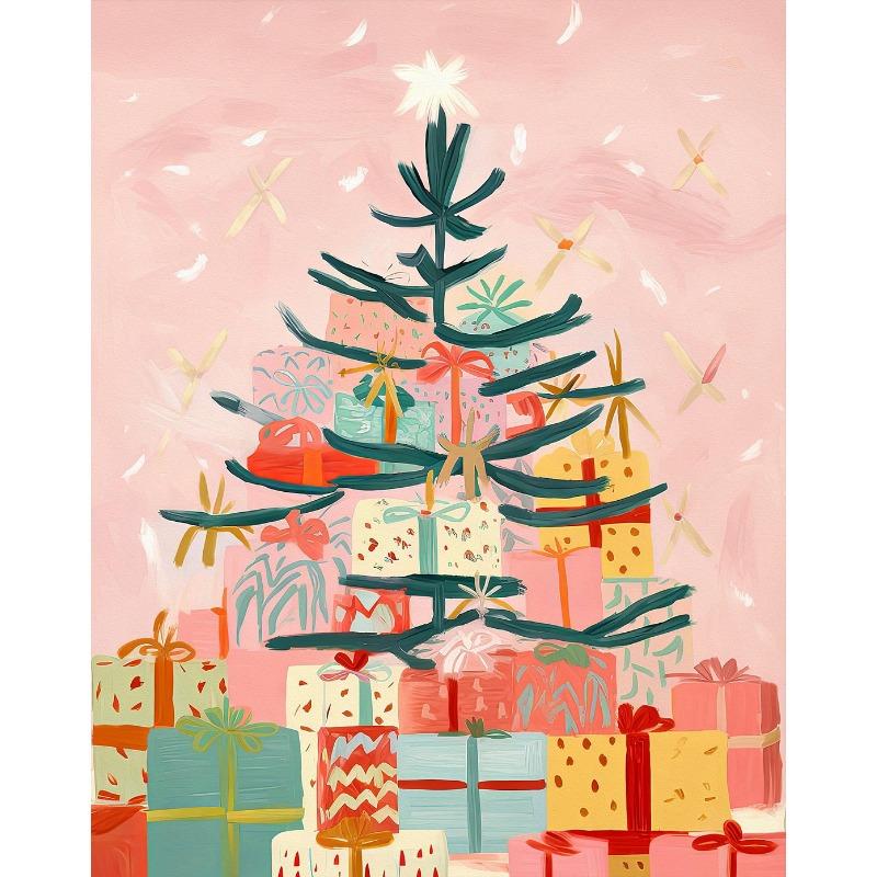 

Счастливого Рождества Винтажный Розовый Постер Принты Рождественской Елки Санта Клауса Печать на Холсте Настенное Искусство Картина для Гостиной Домашний Декор 21cm×30cm NoFrame