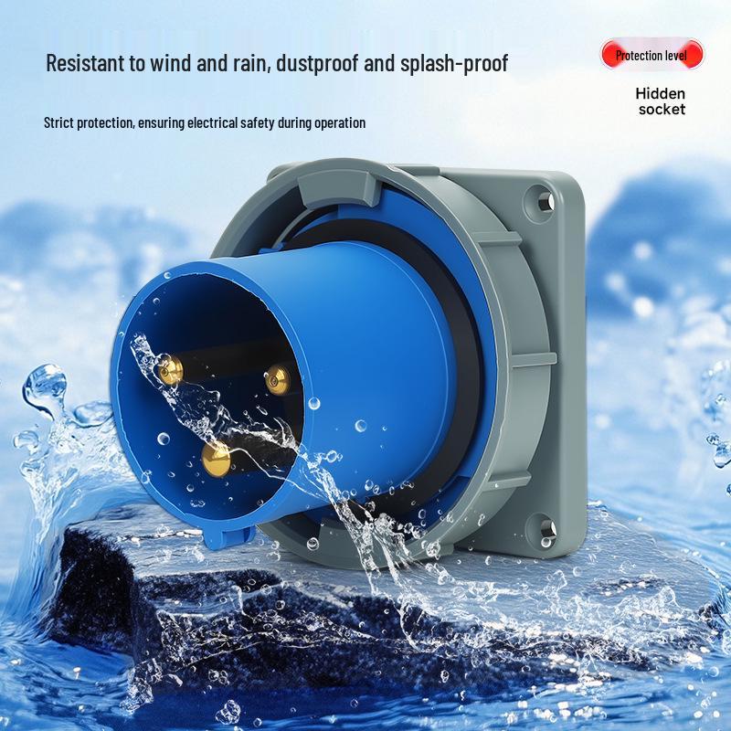 63A IP67 Reverse Insertion Plug Socket with 3-Core, 4-Hole, 5-Pin Connector