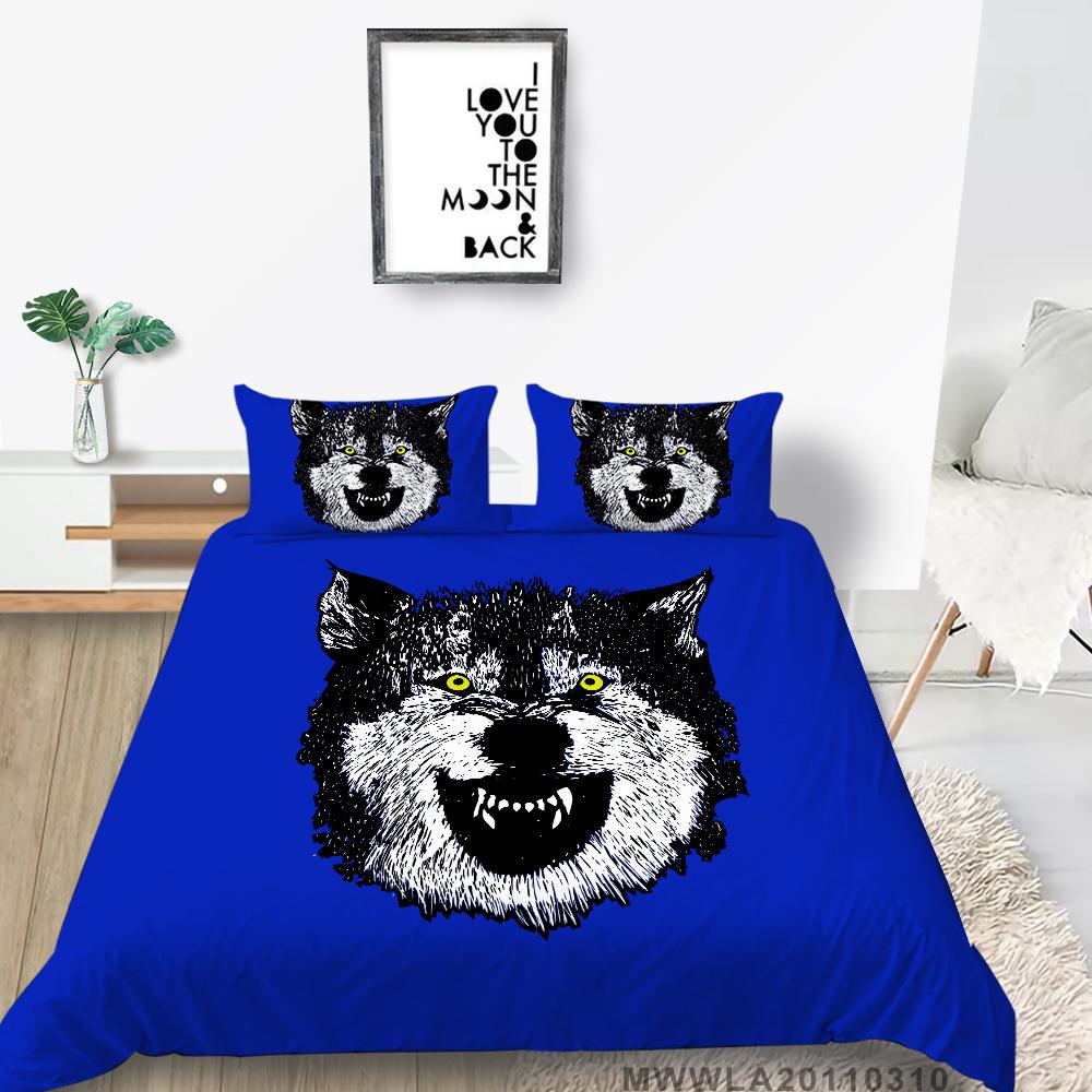2023 New Style Comforter Cover Set 3D Wolf Printing Duvet Cover Animals Polyester Home Textiles Boys Girls Single Size Pillowcase