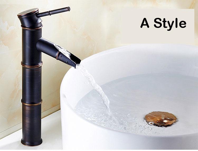 

Черный смеситель для раковины в стиле бамбука, антикварный смеситель для раковины, однорычажный смеситель для горячей и холодной воды, кран в винном стиле