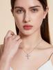 KRKC&CO Moissanite Cross Necklace for Women, Birthday Gift, Cross Pendant, 925 Sterling Silver, Hypoallergenic, Engraved, Popular Gift for Women, Unis