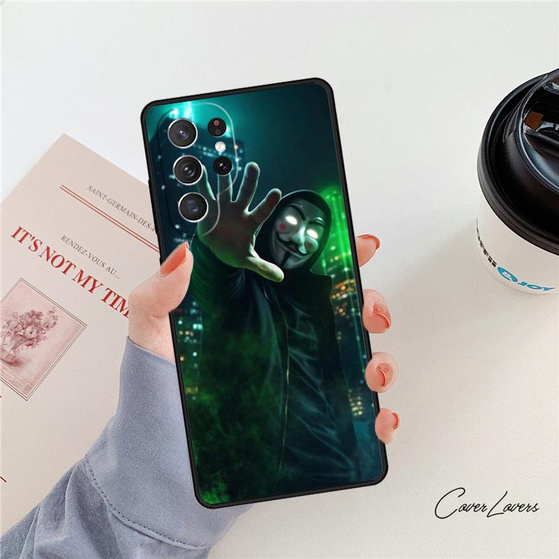 Hacker Anonymous phone case For Samsung Galaxy S24 S25 S23 S22 Ultra Note 10 20 Plus S20 S21 FE Cover