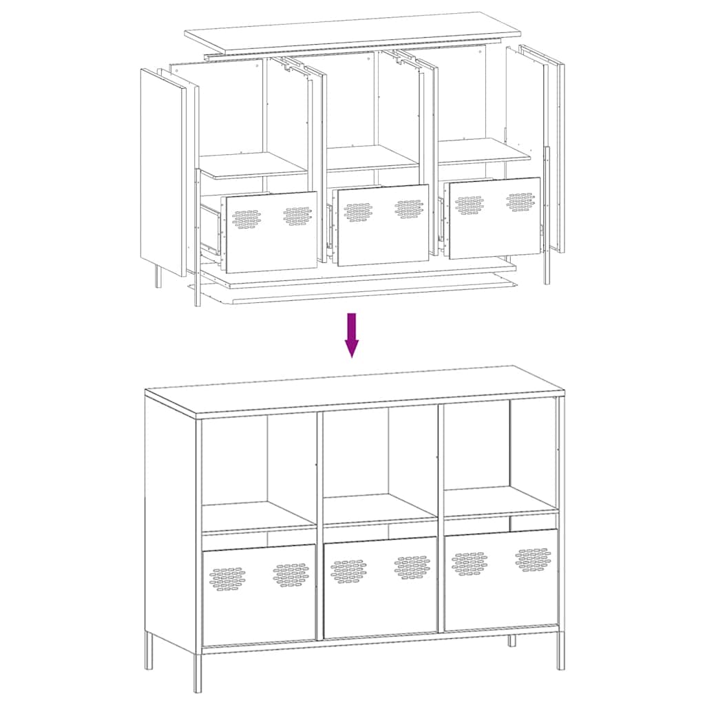 Sideboard White 101.5x39x73.5 Cm Cold Rolled Steel