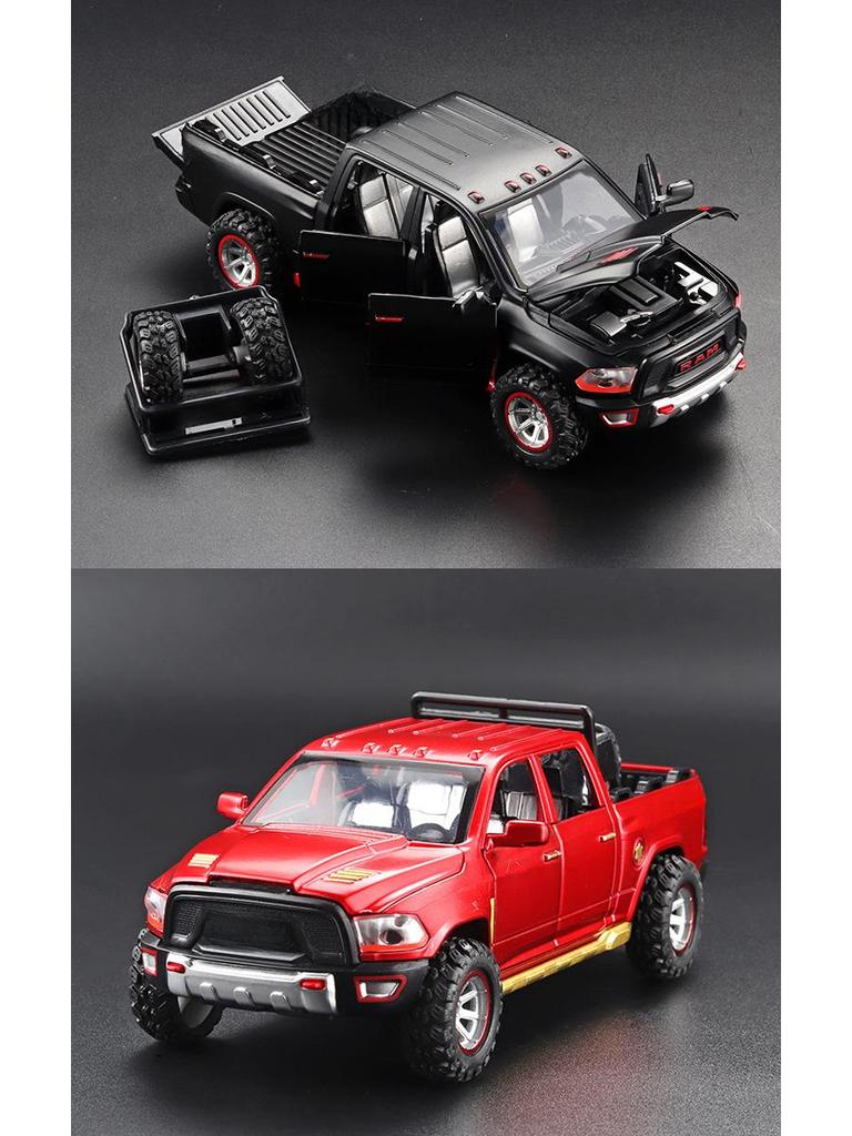 Boxed Dodge Ram TRX Pickup Truck Model: Alloy Simulation, Pull Back Toy with Spare Tire, Sound, and Light.