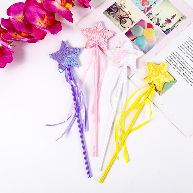 Star Sequins Magic Stick Princess Cosplay Props Little Girl Character Costume Accessory for Children Girl Kindergarten