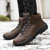 Winter Men Boots Short Plush 2018 Shoes Men PU Snow Boots Rubber Ankle Botas Fashion Leather Snow Shoes Lace Up Warm