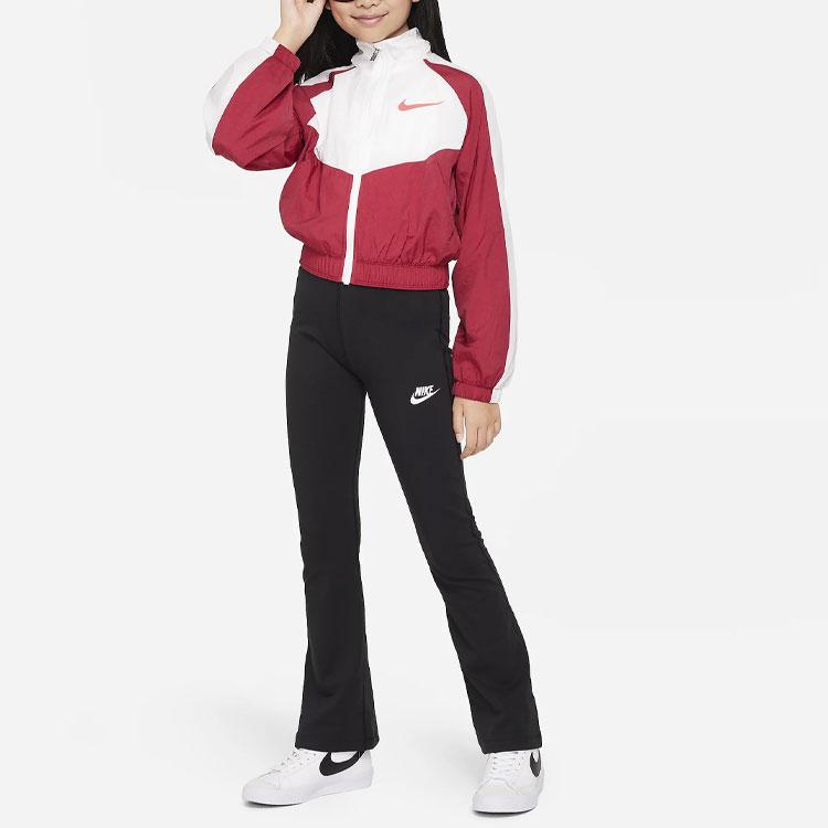 Nike Kids Knitted Sports Pants Sportswear Favorites Logo Print High Waist Slim Fit Kids Pants Black FJ6169-010