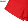 ZANZEA Damen Kurzarmbluse und Shorts Sommer Zweiteiliges Anzug-Set