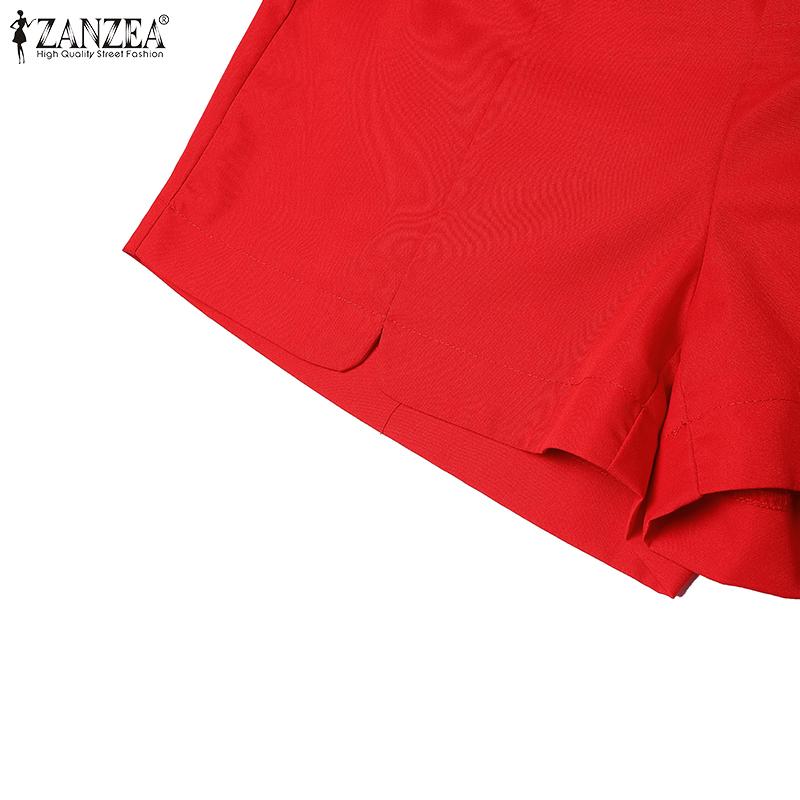 ZANZEA Damen Kurzarmbluse und Shorts Sommer Zweiteiliges Anzug-Set