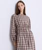Manavis Seven Tide Check String Dress [Mocha]