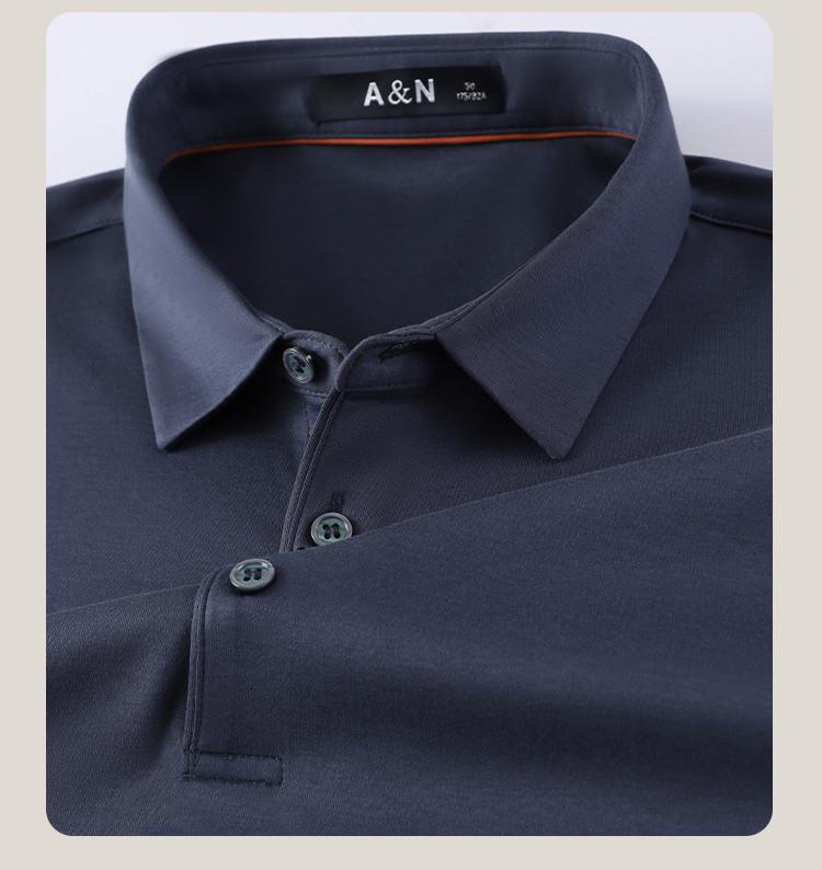 100% Horse Cotton Business and Leisure Men's Solid Color Polo Shirt Men's Long Sleeve T-shirt