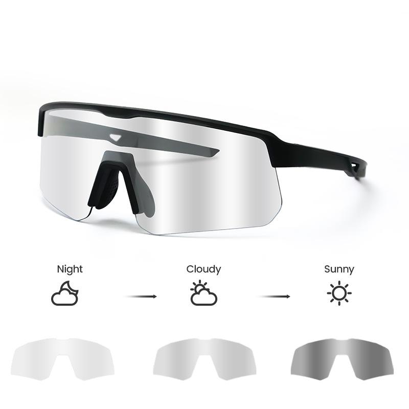 Cycling Photochromic Glasses, Outdoor Bicycle Marathon Windproof Men's Goggles, Sports Glasses Suitable for Day and Night Use for Women