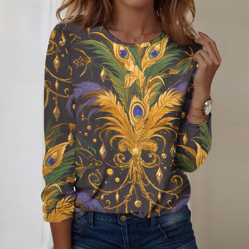 Langarmshirts für Damen, niedlicher Aufdruck, Grafik-T-Shirts, Blusen, lässig, Übergröße, Basic-Tops, Pullover