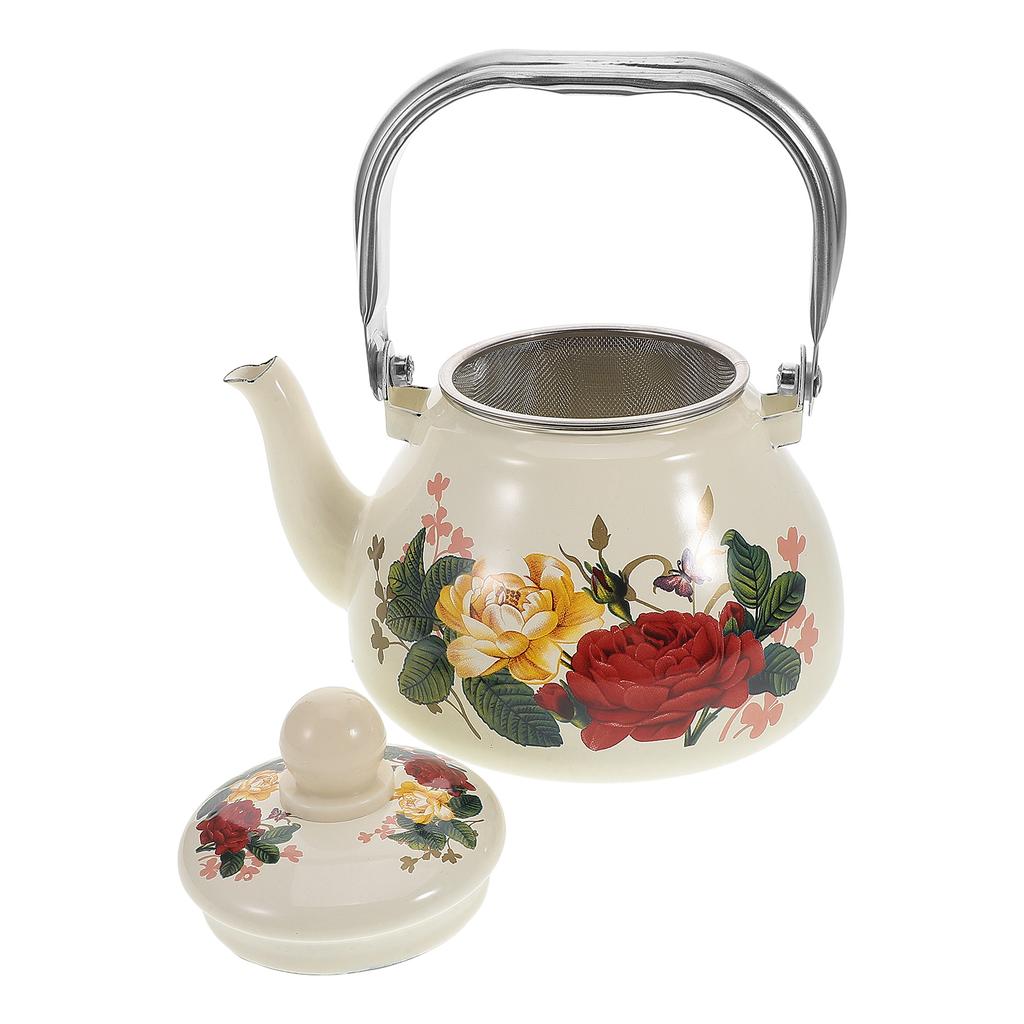 Enamel Pot Infuser Teapot Farmhouse Kettle Stoveto Water Coffee Kitchen Oil Jug Camping Kettles Stovetop Vintage