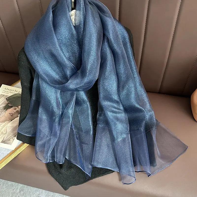Autumn And Winter New Simulation Silk Double Layer Scarf Shawl Elegant And Elegant Temperament Mom'S Women'S Long