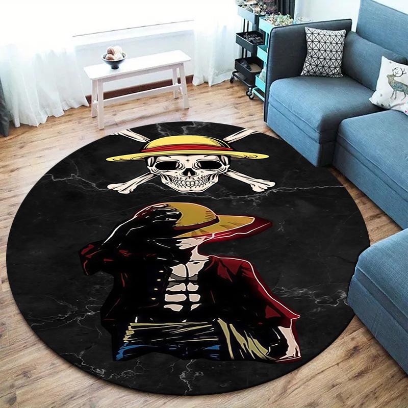 One Piece Monkey D Luffy Round Area Rug Carpet Rug For Living Room Bedroom Sofa Playroom Decor Nonslip Floor Mat