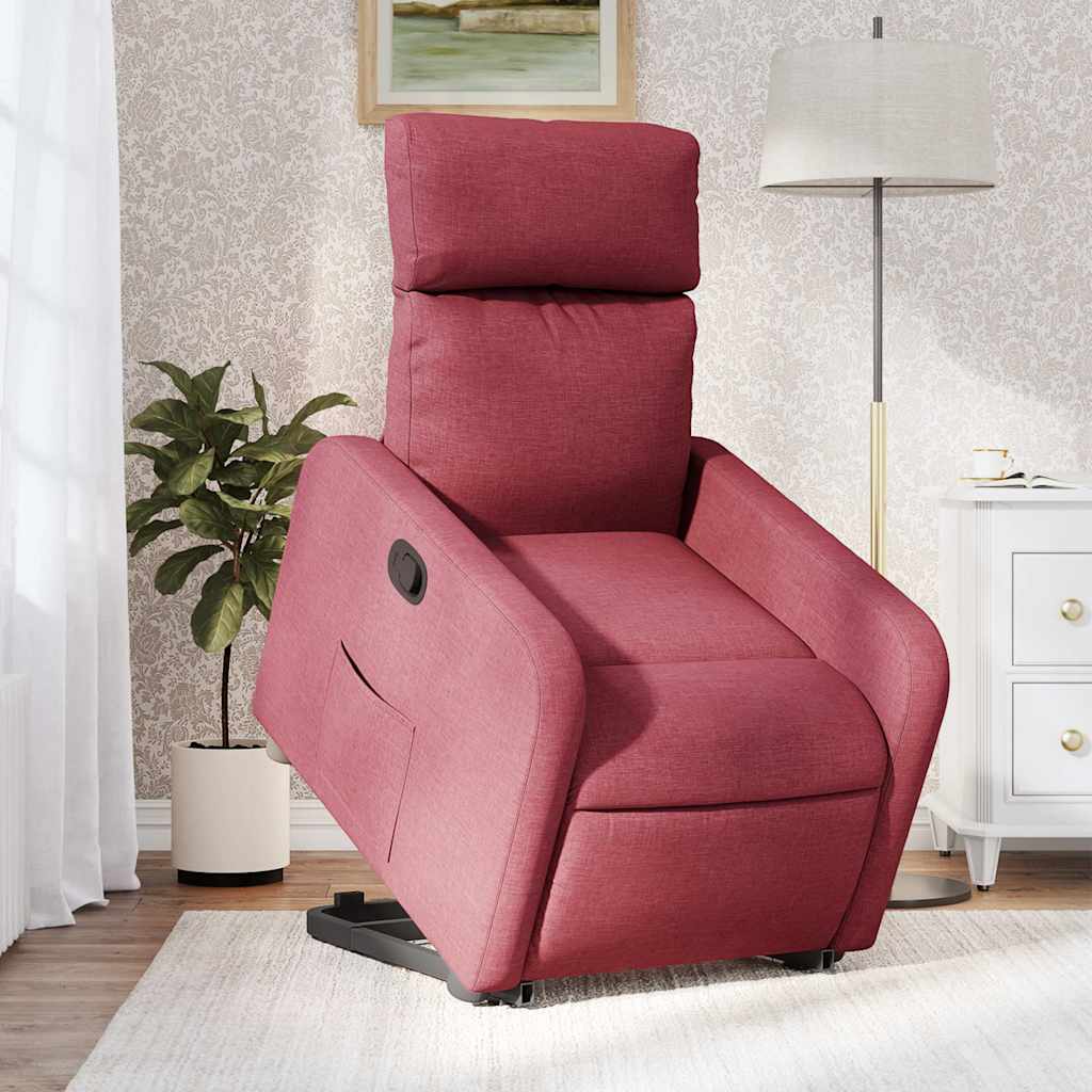 Recliner with Rising Aid Burgundy Fabric