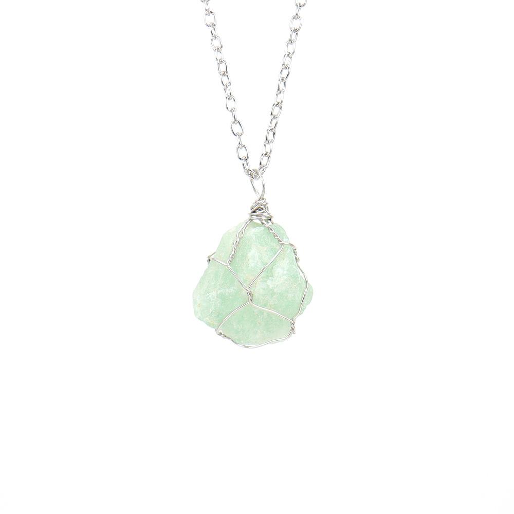 Irregular Natural Crystal Amethyst Rough Stone Pendant, Handmade Twisted Stone Necklace N651