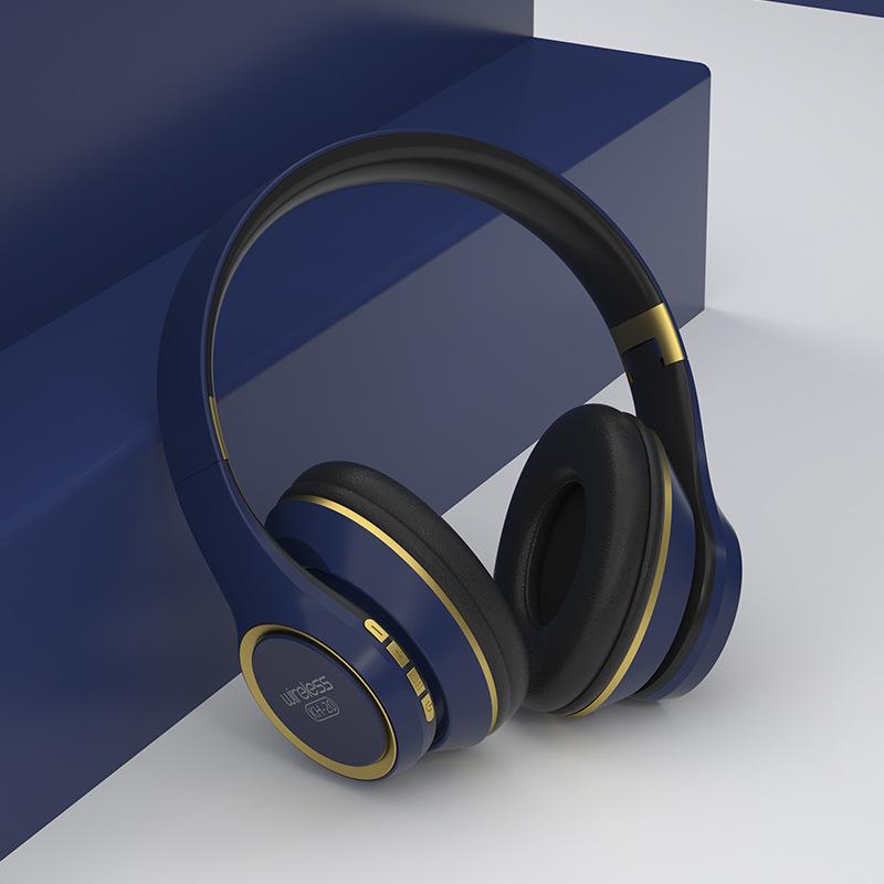 KH20 Earphones Over Ear Bluetooth Headphones Wireless Headset with Built-in Mic Soft Earmuffs Retractable Holder Connecting Audio Cable on Clearance