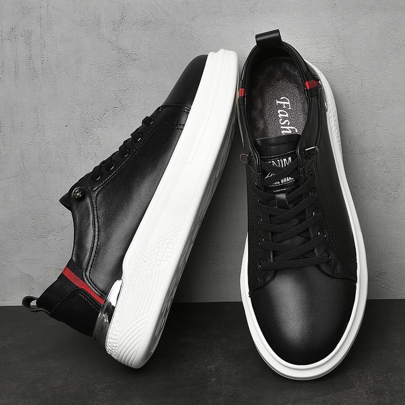 Cowhide Men Sneakers Elevator Shoes Hidden Heels Breathable Heightening Shoes 6cm Taller Shoes Men Leisure Lift Sports