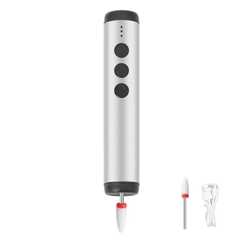 Double Function Electric Nail Grinder Nail Lamp Portable Manicure Tool Aluminum Alloy Construction Quiet Motor Tool серебряный