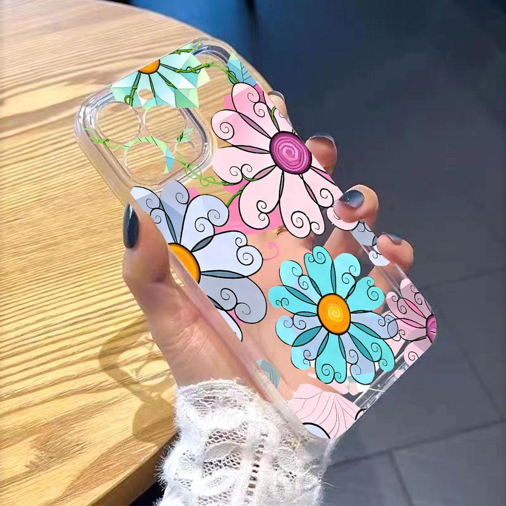 Stained Glass Style Colorful Flowers soft TPU Phone Case for Xiaomi Redmi Note 15 14 13 12 11 10 9 Pro Plus 4G 5G Soft Cover