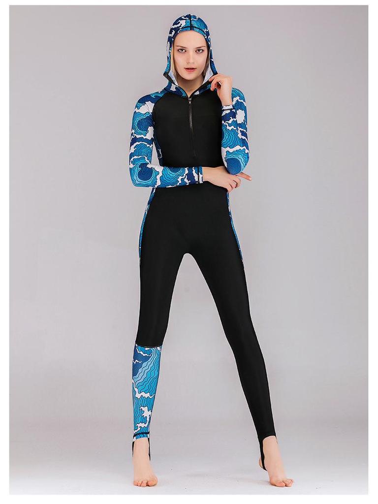 Fato de Banho Feminino Plus Size de Manga Comprida de Secagem Rápida Sharkbutt - Fato de Proteção Solar contra Águas-Vivas para Mergulho e Surfe