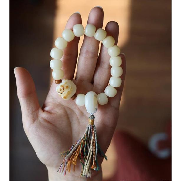 Jade-like white jade bodhi bead bracelet, double-circle abacus beads, bodhi seed Buddhist prayer beads, popular women's bracelet