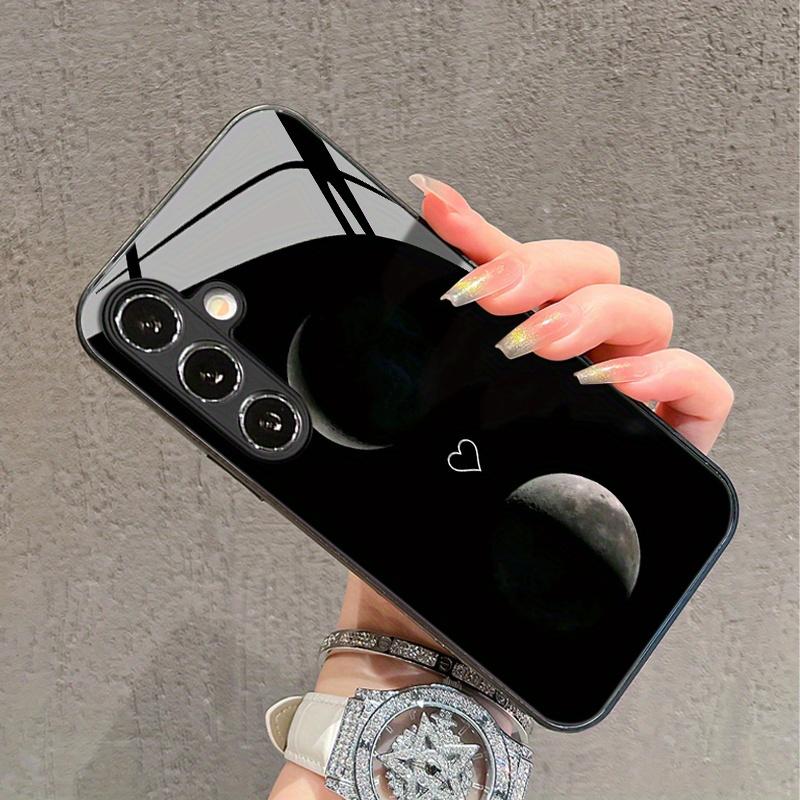 Black Art Moon Pattern Glass Phone suitable for Samsung Galaxy S26 S25 S24 S23 S22 S21 and other models