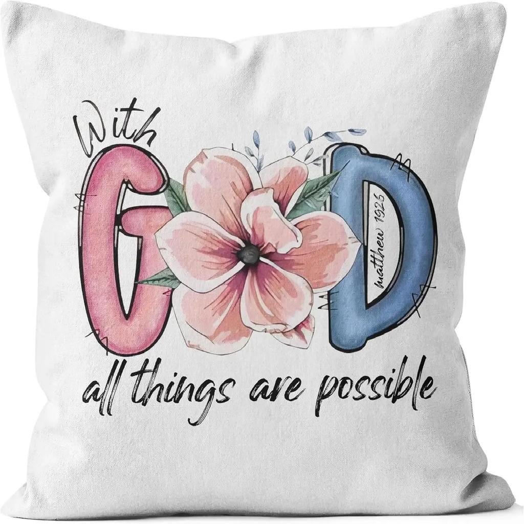 Bible Verse Print Pillow Case Living Room Sofa Decor Soft Throw Cushion Pillowcase Christian Decorations For Home Office,(2)