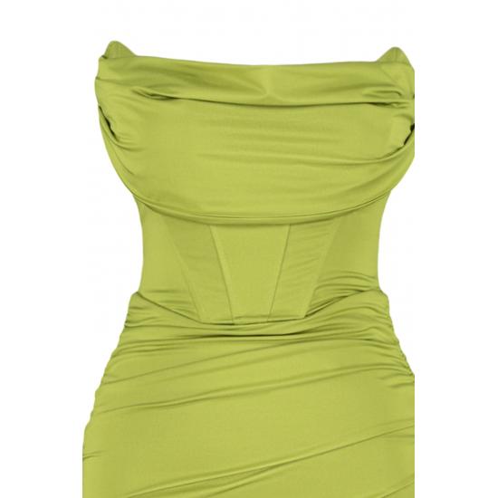 Figurbetontes, gefüttertes Kleid mit Korsett-Details